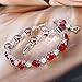EleQueen Women's Silver-Tone Full Cubic Zirconia Love Heart Bridal Tennis Bracelet Ruby Color, 6.7''+1.4'' Extender