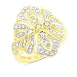 10K Yellow Gold 0.50 Carat Diamond Openwork Design Ring Size-7