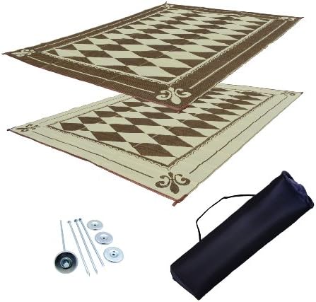 RV Patio Mat Awning Mat Trailer Mat RV Mat Brown and Beige Regal Diamond 9x12