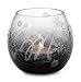 Black Tie by Pavilion Gift Crackled Glass Candle Holder, Monogrammed Letter M, 3-1/2-Inch