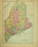 1883 MAP MAINE NORTH AMERICA BRITANNICA NINTH EDITION