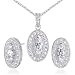 Jewelry : Vibrant Round Shape White CZ Pendant Earrings Set in Sterling Silver