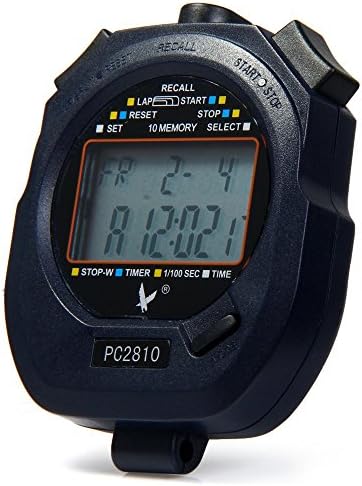 PC2810 Handheld Electronic Stop Watch Digital Timer Sports Counter Stopwatch with Alarm Calendar Functions (BLACK)