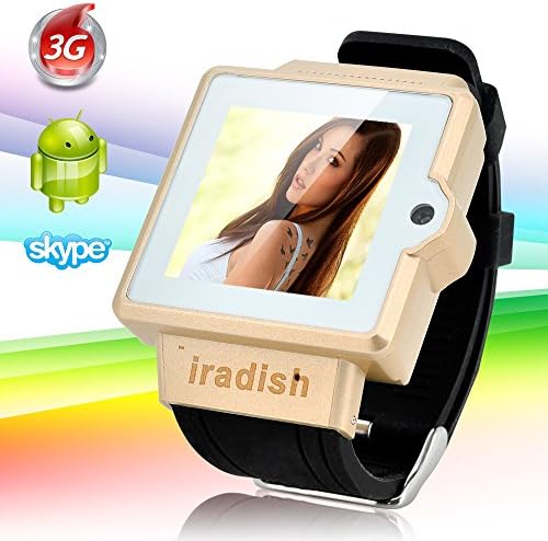 Iradish 1.54" Android 4.0 Mtk6577 Bluetooth Wifi 3g Watch Phone Smartwatch Touch Screen Display, Gps, Camera, Dual Core CPU (Golden)