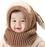 かわいい ウサ耳 ニット帽 スヌード 赤ちゃん ベビー キッズ (5.ブラウン)