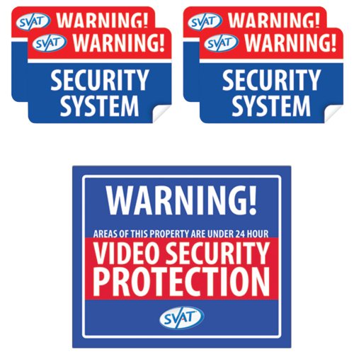 Indoor Video Security System Warning Signs/ with 4 window warning stickers