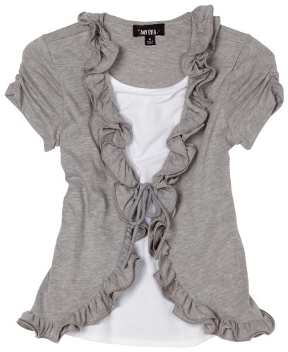  : Amy Byer Girls 7-16 Two-fer Wire Ruffle Front Cozy Tee