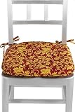 Set Of Four Chair Cushions Damask Red / yellow
