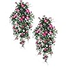 TWO 40" Morning Glory Artificial Hanging Flower Bushes, with No Pot,