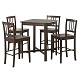Walker Edison 5-Piece Solid Wood Pub Table Set