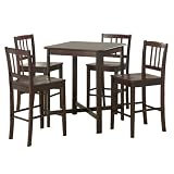 Walker Edison 5-Piece Solid Wood Pub Table Set - Espresso