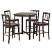 Walker Edison 5-Piece Solid Wood Pub Table Set, Espresso
