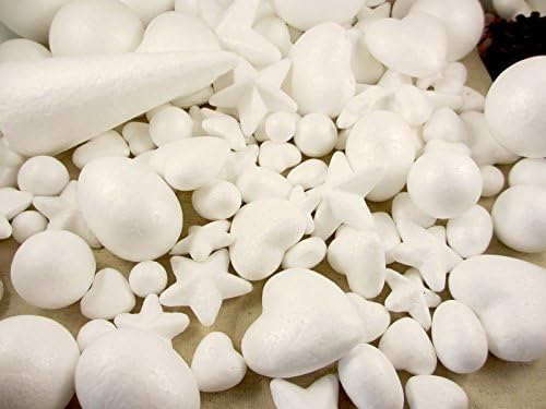 130pcs 2-9cm Floracraft Styrofoam, 0.8-3.5 Inch, Assorted Shapes