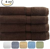 4 Thick and Thirsty Cotton Bath Towels 26x52 - Dark Brown