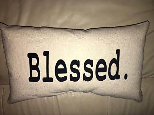 Blessed Handmade Lumbar Pillow with Custom Printed Pillow Cushion Cover| Decorative Throw Pillow for Home Décor | 7H x 13W -Canvas Beige| Made in the USA