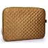 13 inch Gold Diamond Quilted Satin Polyester Spread over Neoprene Lined Slim Fit Laptop Sleeve Slipcase Bag Carrying Case Bodyguard for MacBook, Acer, Dell, Lenovo, Samsung, Sony, Toshiba Notebook Netbook