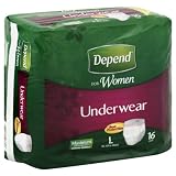 Depend For Women Underwear, Maximum Absorbency, L (38-50 Inch), 16 ct.