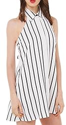 Sexy A-line Halter Backless  Striped Print Club Dress/Wedding Party Dress/Mini Dress  With a Bow(s)