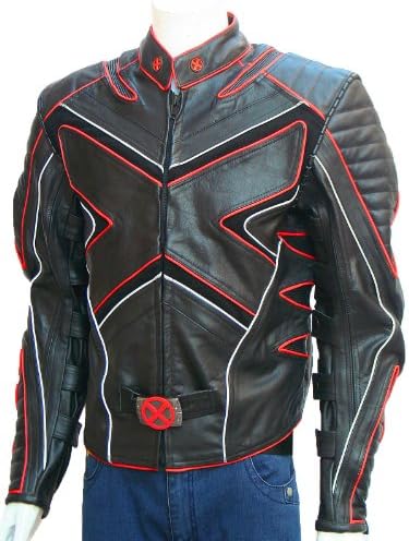 Xport Design's Men's X:Men Wolverine Fashion Black With Red Accent Leather Jacket, X-Large