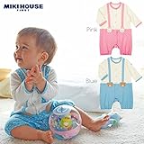 MIKIHOUSE FIRST(ミキハウスファースト)くまちゃんうさちゃんのサロペット風カバーオール 80cm,ブルー