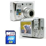 SVP DC-836-Silver 8MP 3x Optical Zoom 2.4 LCD Digital Camera (Free-2GB High Speed SD Card)