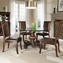 Big Sale Standard Furniture Embassy Hall 5 Piece Glass Pedestal Dining Room Set