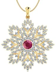 Diamond (1.22 Ct, IJ-SI), 18 Kt Yellow Gold Gleaming Eclipse Pendant