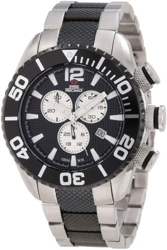 Swiss Precimax Men's SP12163 Deep Blue Pro II Black Dial with Black Stainless Steel Band Watch