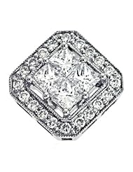 14K White Gold 0.74cttw Round Diamond Pendant