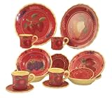 16pc Dinnerware Set Dinner Set Tuscany Grape Orchard Red