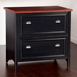Bush Furniture Stanford Collection 2 Drawer Lateral File Wood Storage Cabinet in Antique Black and Cherry
