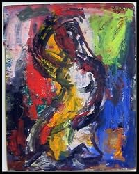 Untitled 1959 Figurative Oil Painting By Listed Artist Judith Deim (Barbara Stevenson) with Figurative Oil Painting By Carmel Artist Victor Di Gesu on Reverse - Unframed Artwork