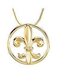 14K Yellow Gold Fleur de Lis Pendant with Chain -- LIFETIME WARRANTY