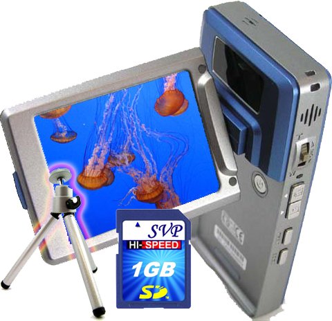 SVP HDDV-2880Bu 16MP Max TOUCH BUTTON 2.5-inch 270 DEGREE LCD Digital Video Camcorder + FREE 1GB High Speed SD Memory Card & Tripod