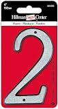 The Hillman Group 841600 4-Inch Nail-On Reflective Plastic House Number 2