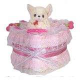 赤ちゃん用ぬいぐるみ・人形 宝堂おむつケーキ【1段】姫系チワワのぬいぐるみ付き出産祝い女の子用