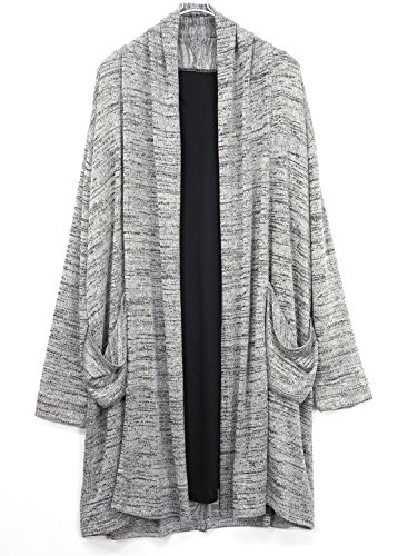 [アンドイット] and it_ 杢ニットソー シフォン 切替 ロングカーディガン レディース ロングカーデ