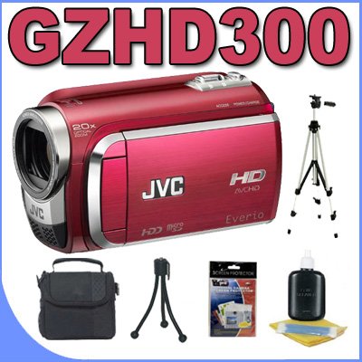 JVC Everio GZ-HD300 60GB Hard Drive HDD High Definition Camcorder (Red) BigVALUEInc Accessory Saver Bundle
