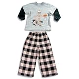 Wes & Willy - Boys Long Sleeve Skeleton Pajamas, Grey, Black