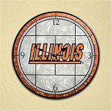 Illinois Fighting Illini Art-Glass Clock