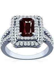 Platinum Emerald Cut Ruby Ring With Sidestones (GIA Certificate)