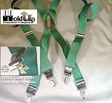 X-back Dark Green 1" Wide Suspenders with Gold Clips