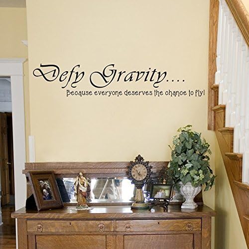 Wall Decal Decor Wicked the Musical Wall Decal Elphaba Vinyl Art Sticker Defy Gravity Wall Saying(Dark Brown, 4"h x22"w)