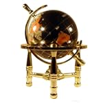 Unique Art 6-Inch by Black Onyx Ocean Mini Table Top Gemstone World Globe with Gold Tripod