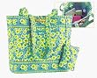 Maggi B French Country Kiwi Blossom Quilted Cotton Day Tote