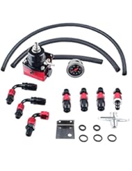 Automotive Parts and Accessories: Dewhel Universal JDM Aluminum Billet Fuel Pressure Regulator Gauge PSI Oil Line AN6 Fittings Color Black - Dewhel