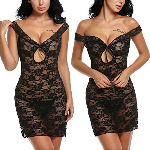 Avidlove Women See-through Lingerie Lace Chemise Floral Nightgowns Outfits