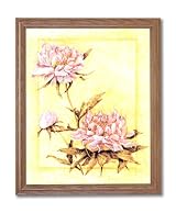 Japanese Asian Peonies Flowers Contemporary Home Decor Wall Picture Oak Framed Art Print