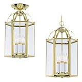 IMAGE OF Sea Gull Lighting 5231-02 Bretton Three-Light Pendant, Polished Brass with Clear Glass