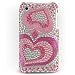 Crystal Hard Pink Cover With Rhinestone Bling-Bling Heart Design Case for APPLE IPHONE 3GS 3G-S [WCG90]